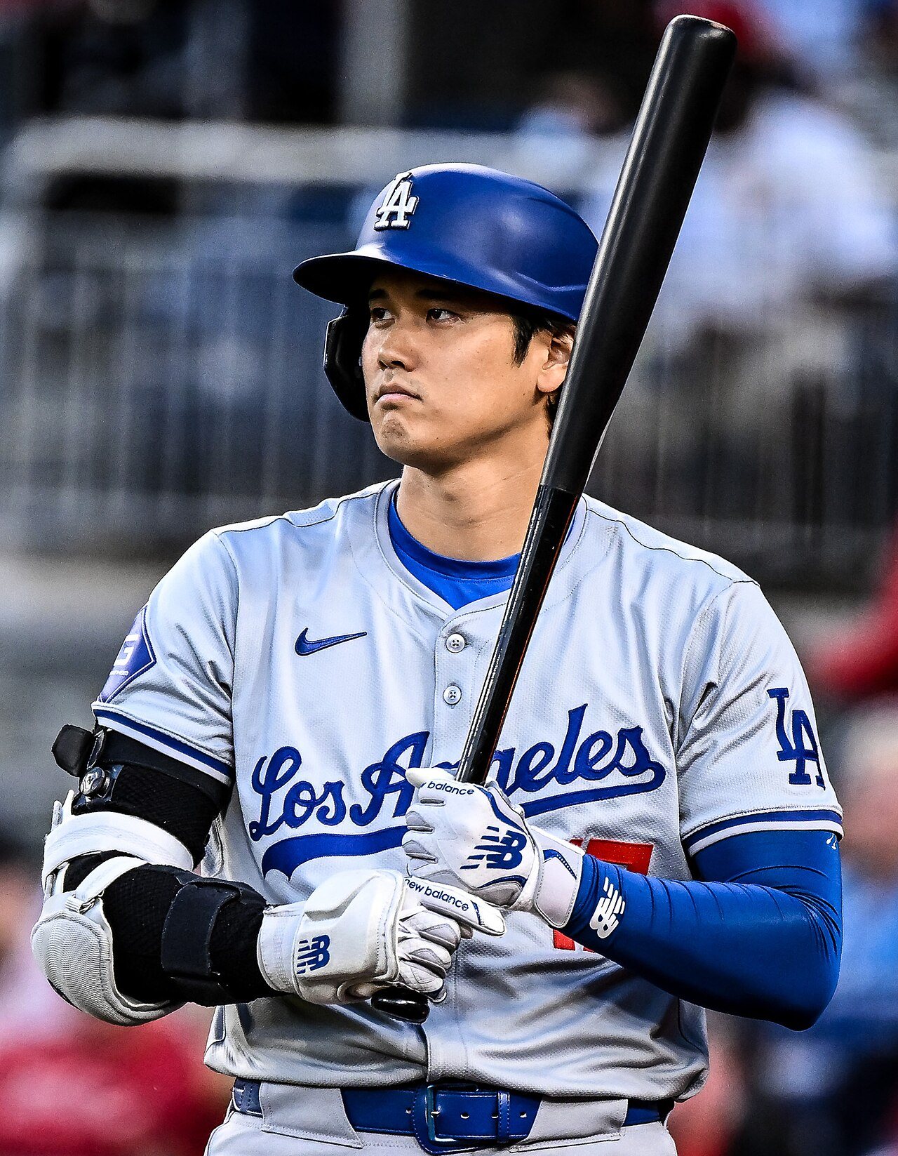 Shohei Ohtani batting for the Los Angeles Dodgers